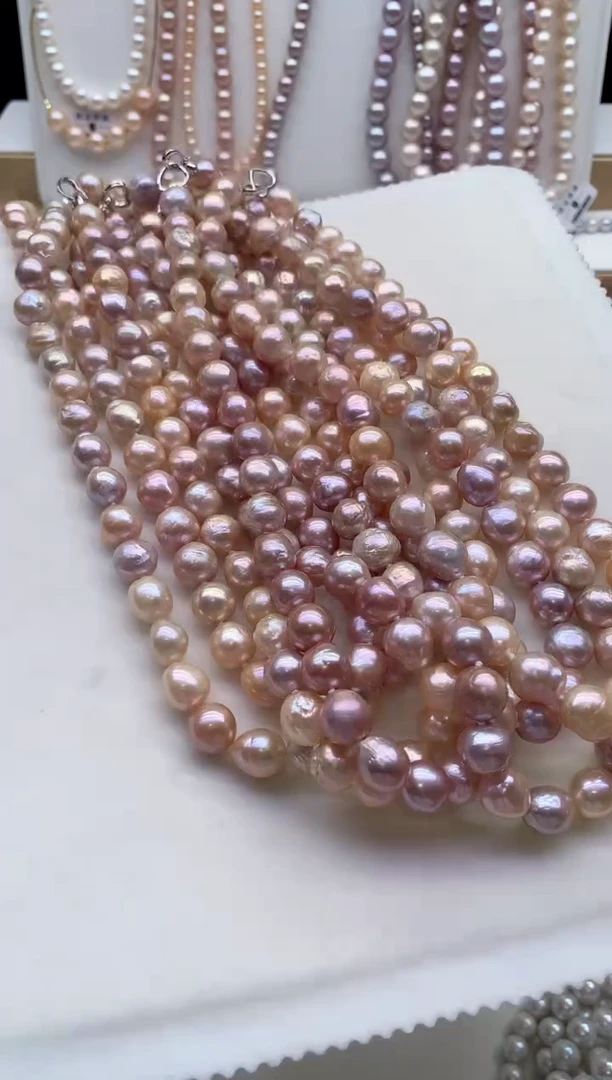 淡水珍珠银S925镶嵌项链多样性发其一，非无暇