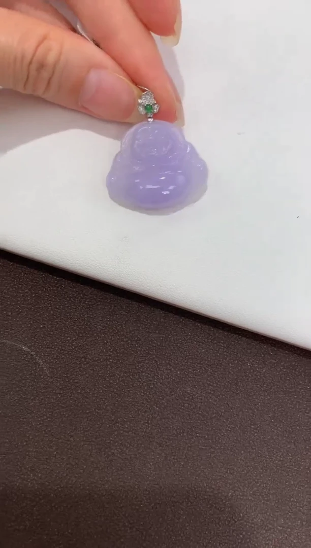 翡翠18K金镶嵌颈饰天然缅甸a货翡翠