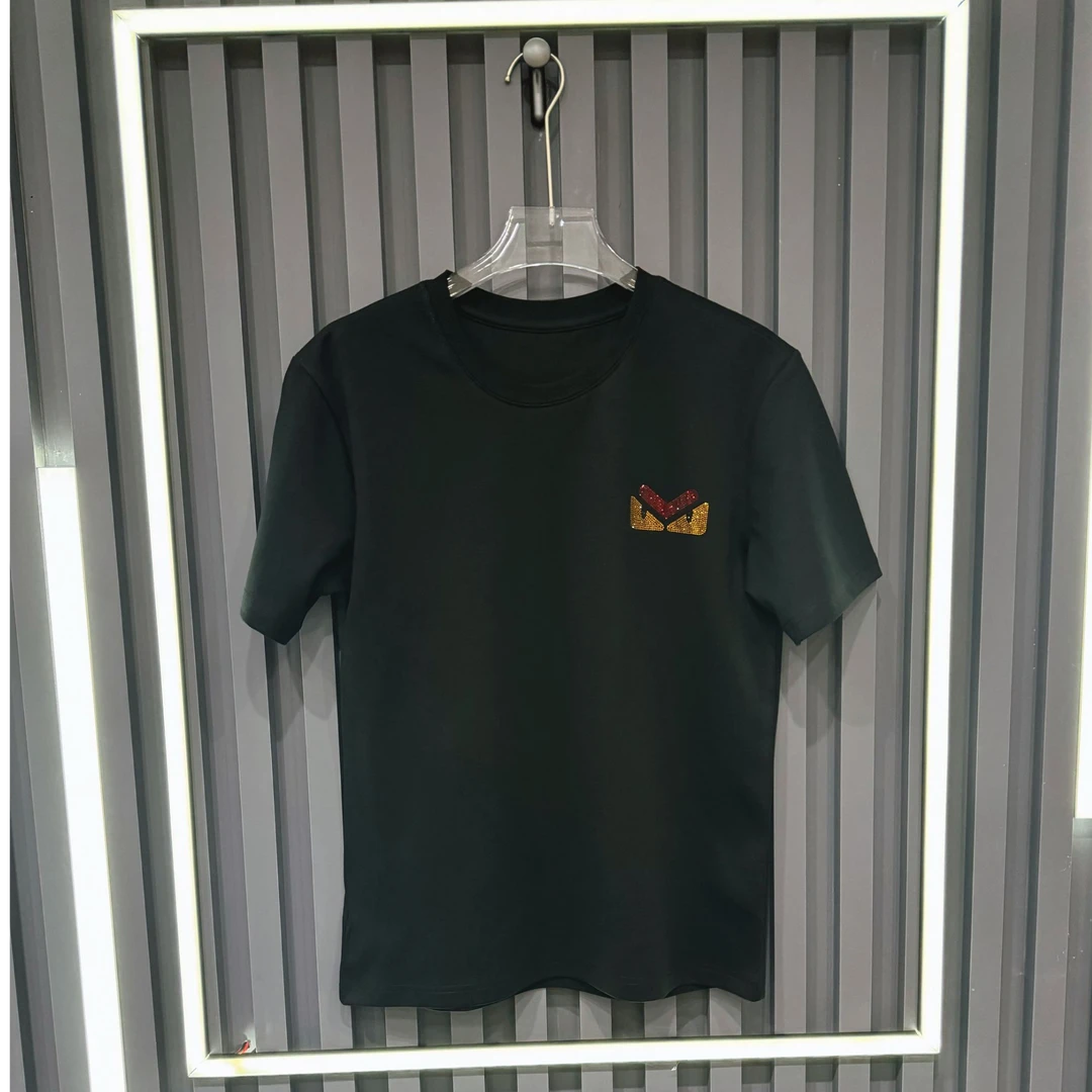 （9903）2025时尚百搭日常流行情侣轻奢烫钻短袖