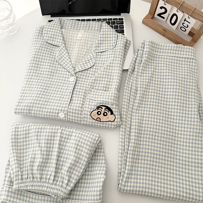 【蓝格蜡笔】云朵棉睡衣女夏季短袖三件套卡通学生可外穿宽松家居服