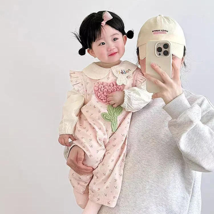 长袖女甜美公主风可爱风春秋爬服印花洋气宝宝幼儿卡通时尚女宝