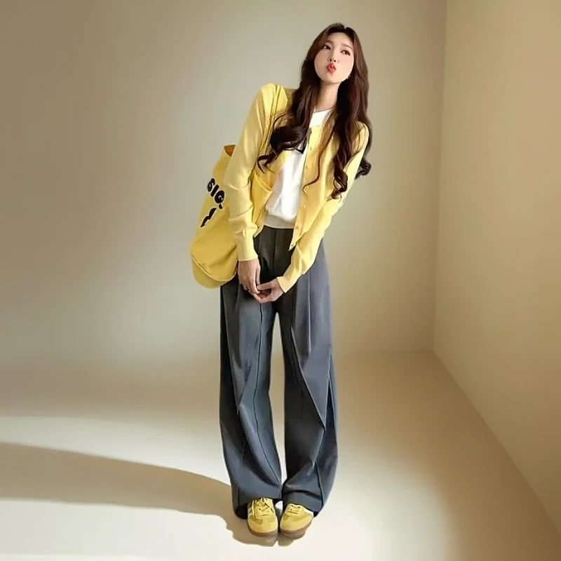 【现货】春秋软糯亲肤韩版宽松慵懒风时髦百搭打底针织开衫上衣