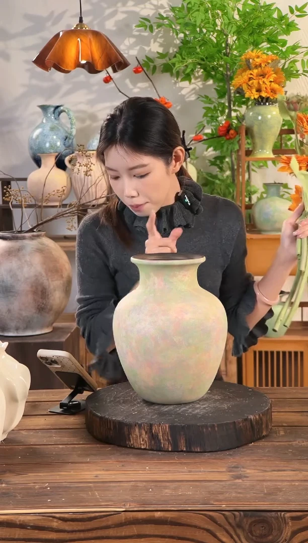 苔点绿-胖肚瓶大号 陶瓷花瓶