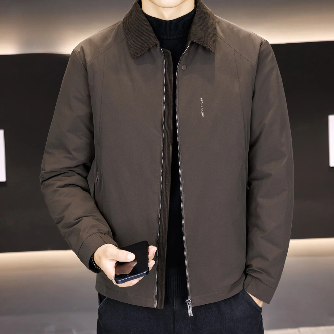 肯梅灵列男士翻领短款羽绒服夹克冬季商务休闲轻薄保暖冬装外套潮