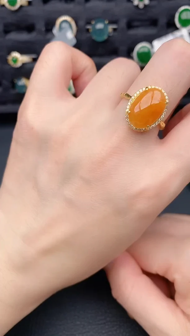 银S925镶嵌戒指翡翠天然a货翡翠229