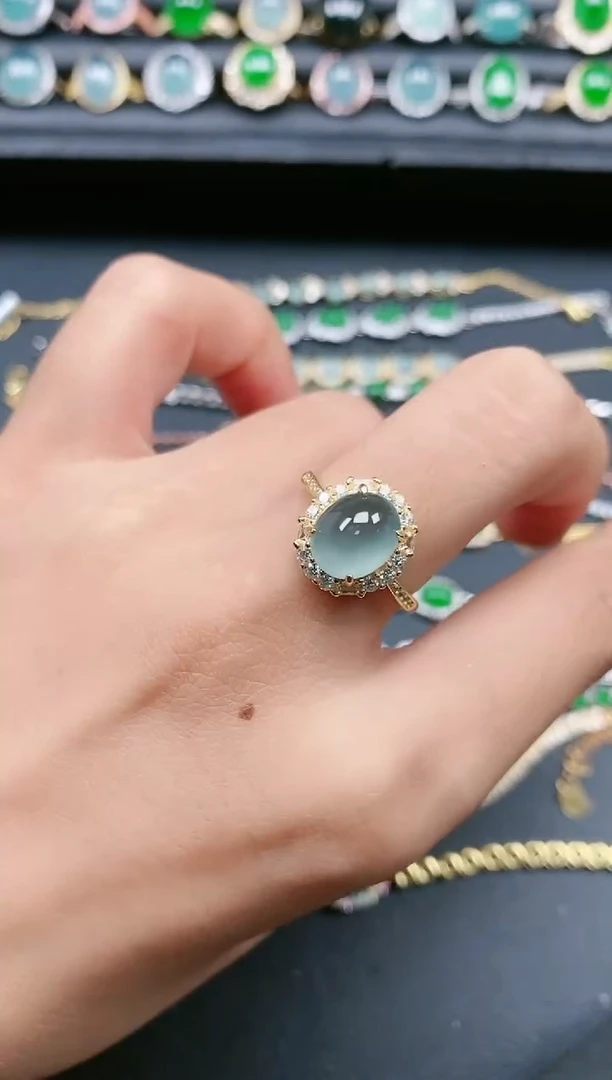 翡翠戒指银S925镶嵌11111