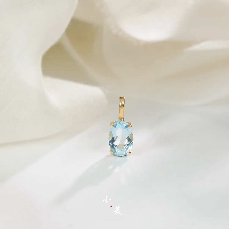 18K金海蓝宝椭圆吊坠万能扣（多样性发）G80030