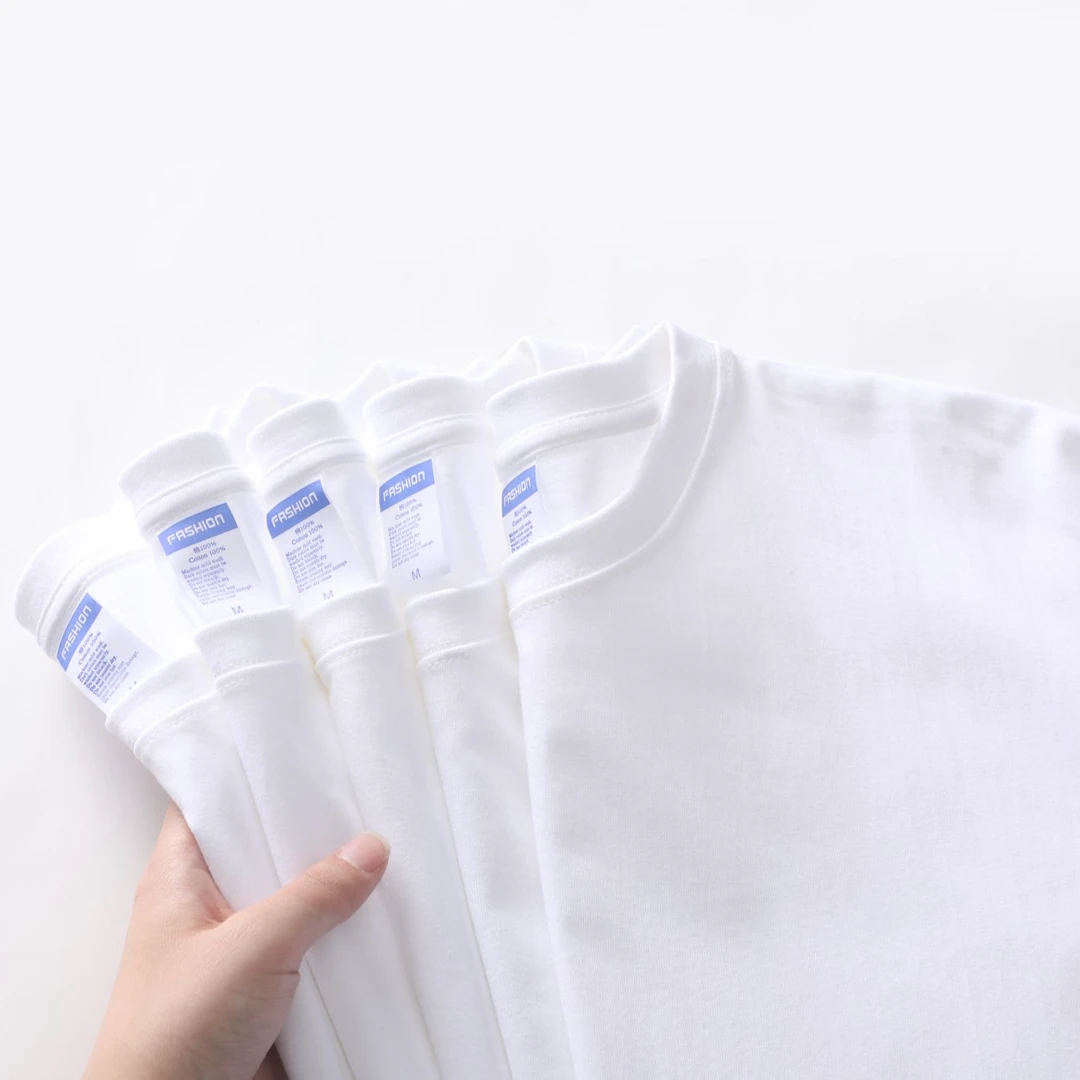 （纯棉T）买一送一230克厚度重磅T恤短袖男女纯棉春夏纯白色宽松02