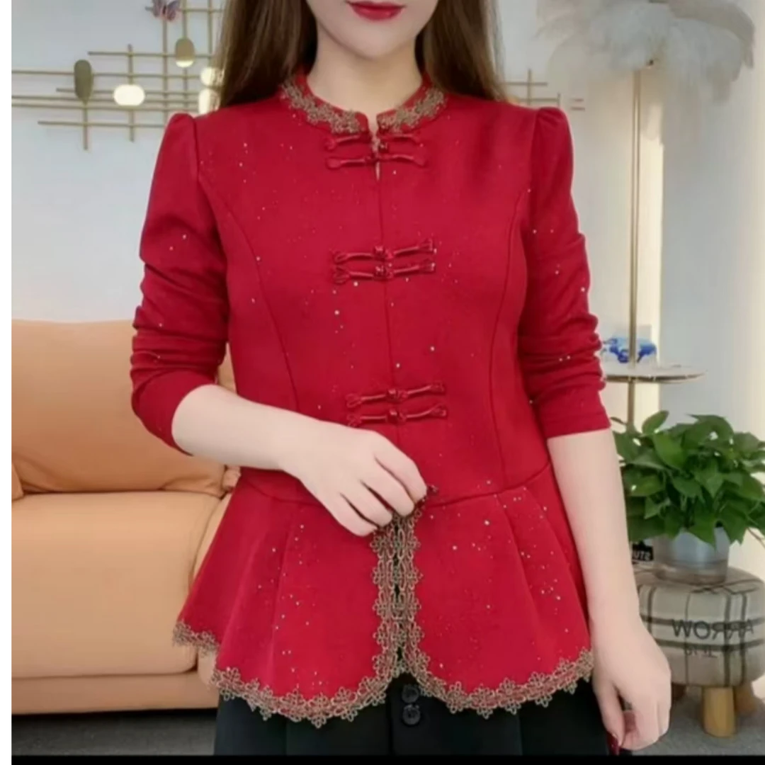 春秋款百搭修身显瘦立领女士打底秋冬复古极简风时尚上衣8210