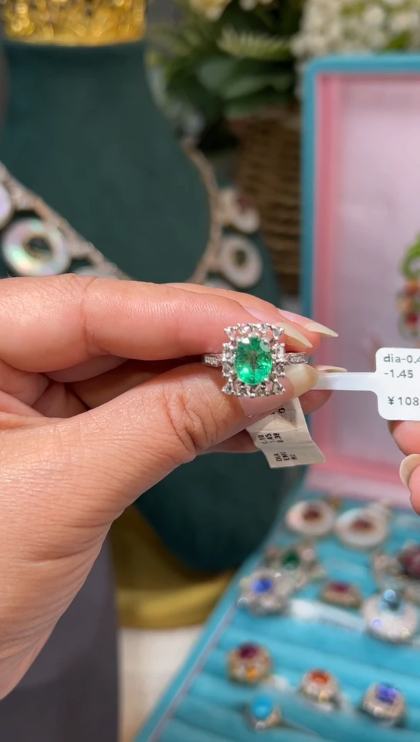 未镶嵌戒指祖母绿天然祖母绿戒指