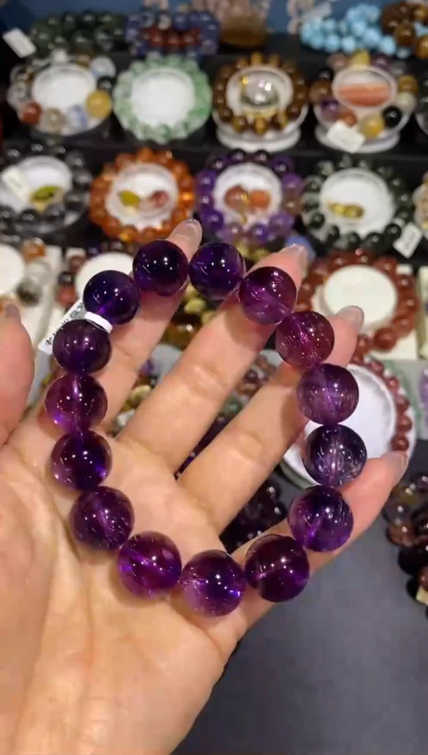 未镶嵌手链水晶金沙紫超七15+