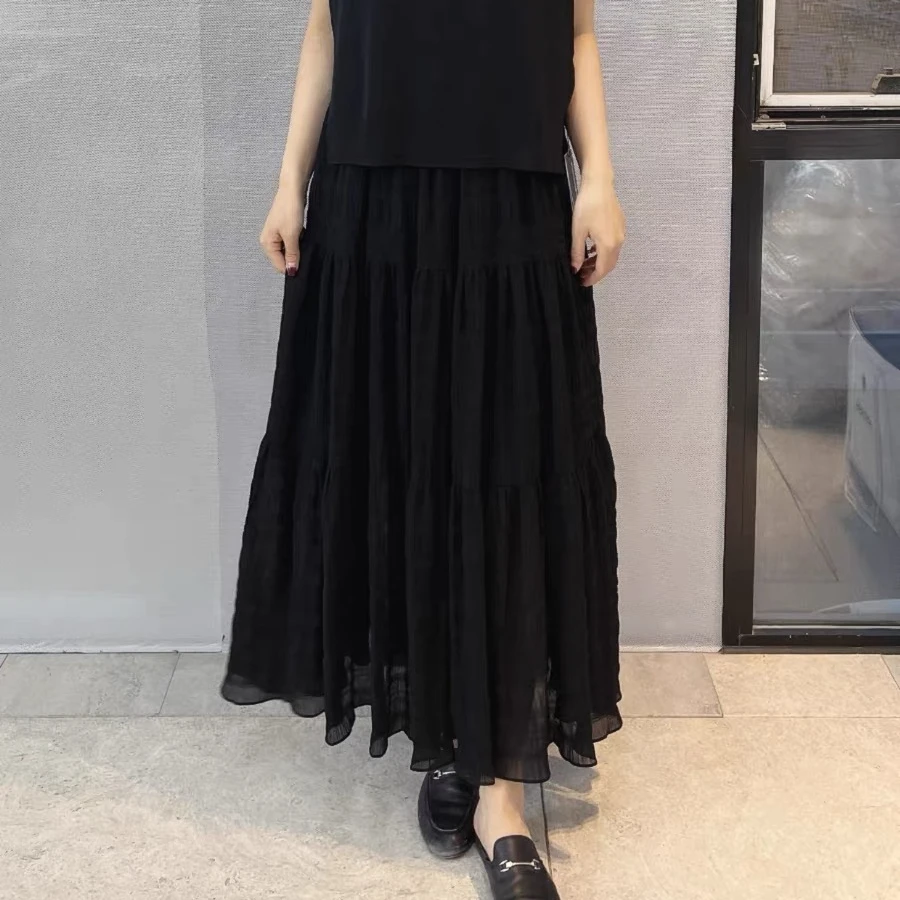 GIRDEAR哥弟 黑色层次感气质半身裙 1200055