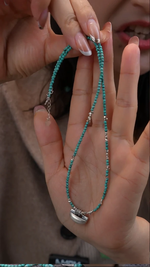 银S925镶嵌绿松石项链11111