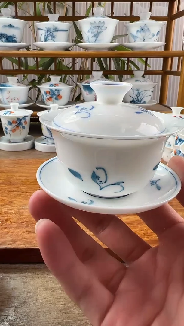 全品玉兰80ml三才盖碗