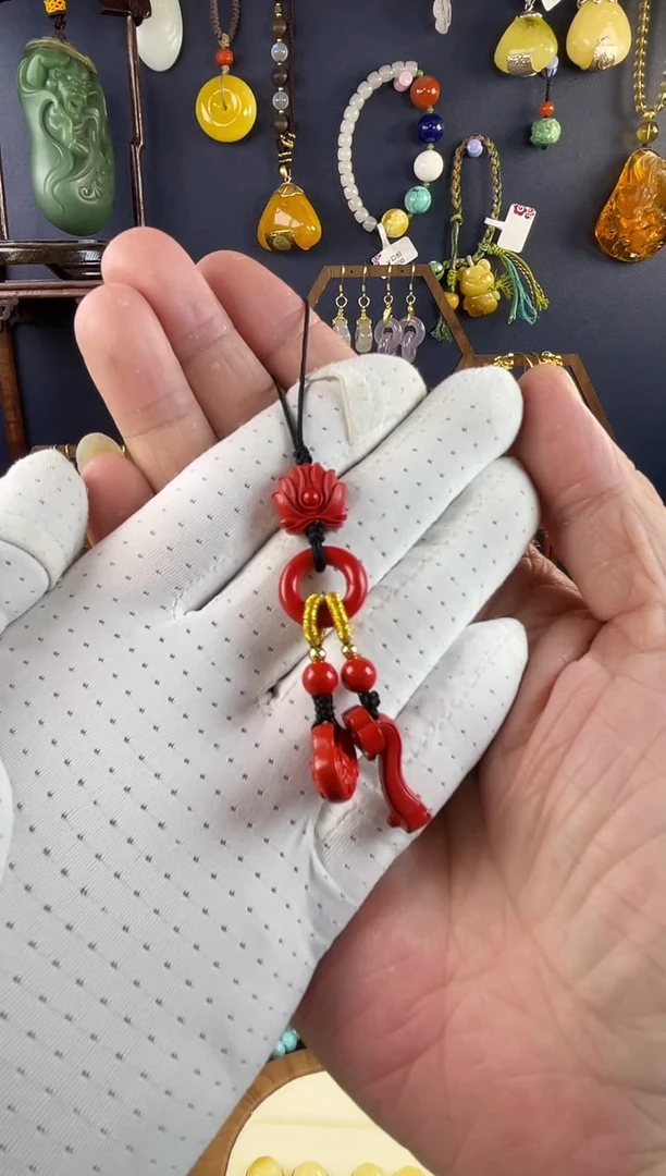 红色如意莲花手机链