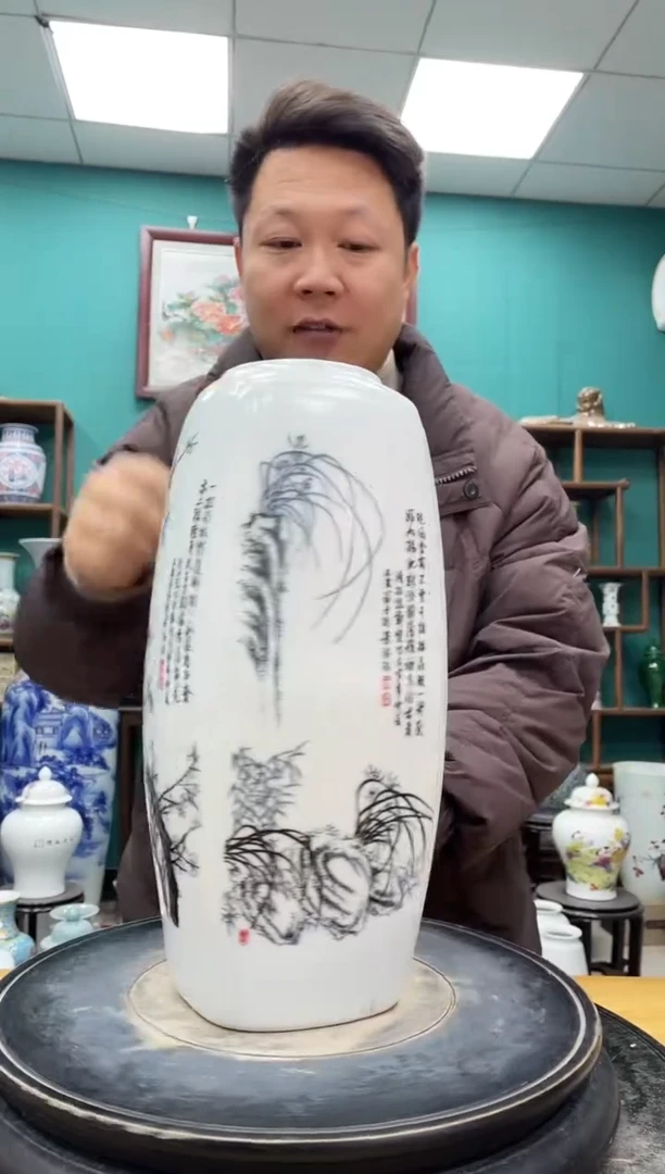 摆件四方瓶陶瓷摆件