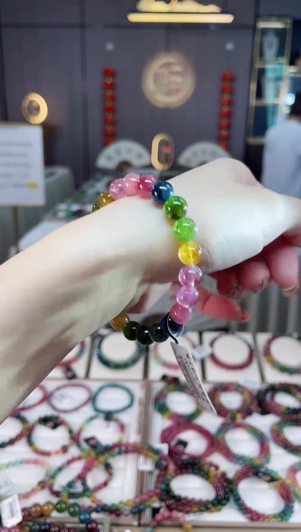 未镶嵌老矿碧玺彩单圈手串8mm+碧玺dan多样性发货一条