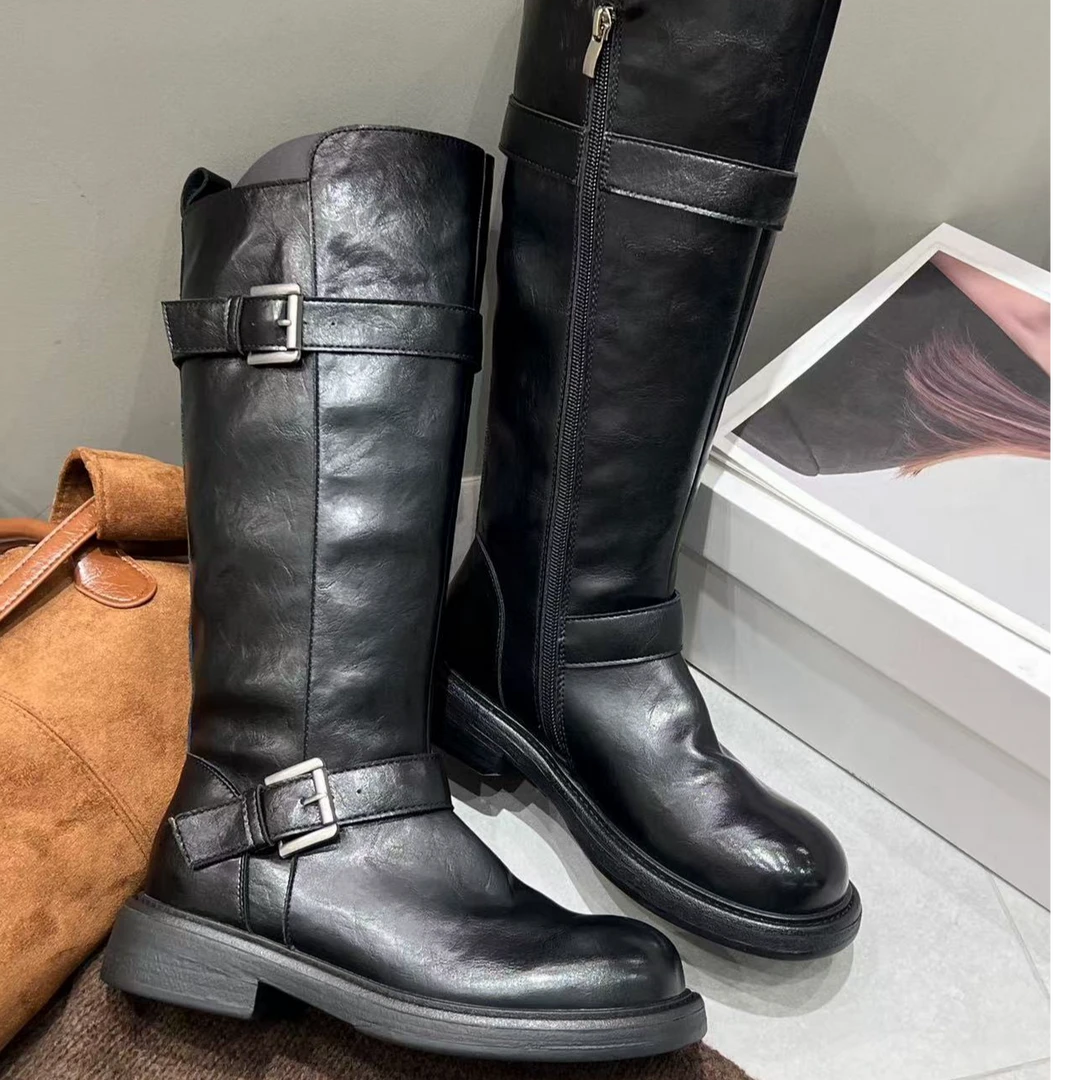 时装靴瘦筒版靴子黑色厚底过膝马丁靴高筒靴百搭女士988-29R