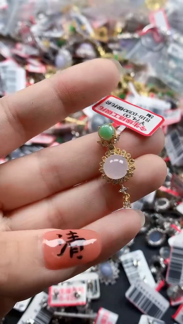 银S925镶嵌戒指翡翠天然A货缅甸翡翠