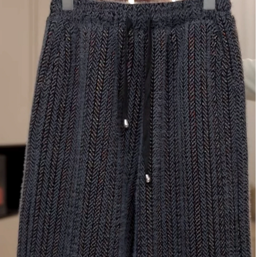 2025年新款时尚冬季保暖加厚百搭休闲阔腿裤K607