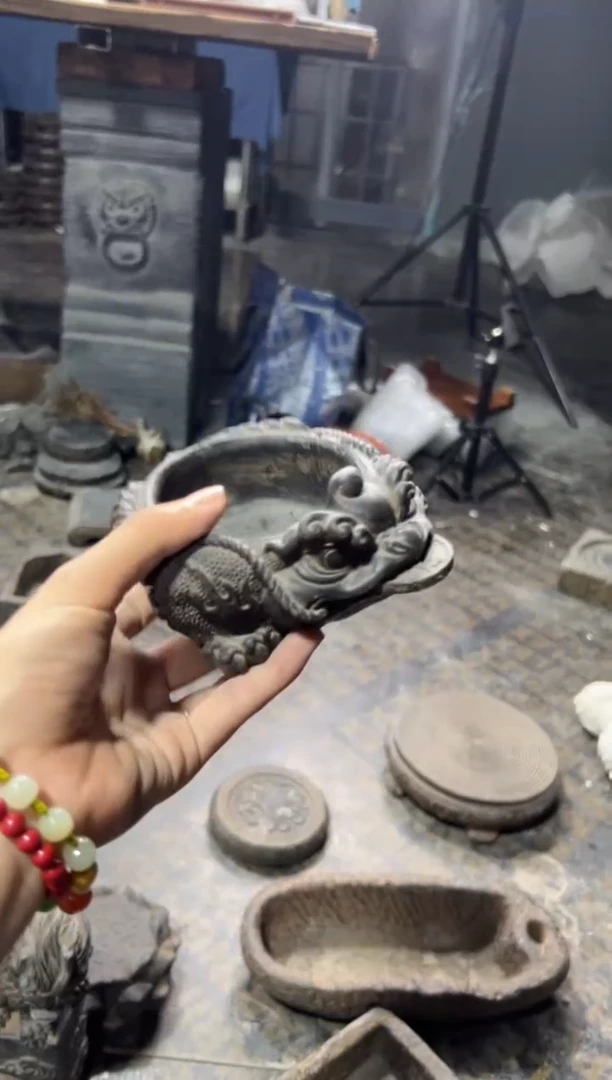 陶土【合成青石】金蟾盆