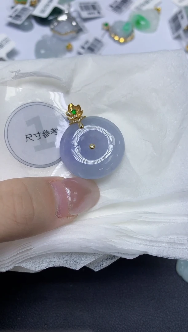 颈饰18K金镶嵌翡翠天然缅甸翡翠A货百元以上9元证书费自理