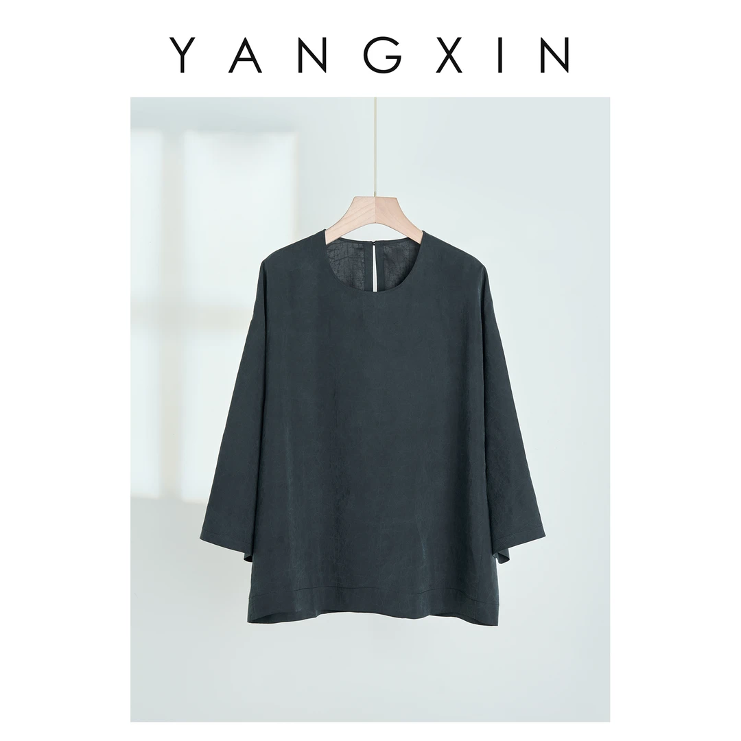 【无龄·杨昕】“绮云轻罗”圆领轻盈凉感宽松中式衬衣25SS03073
