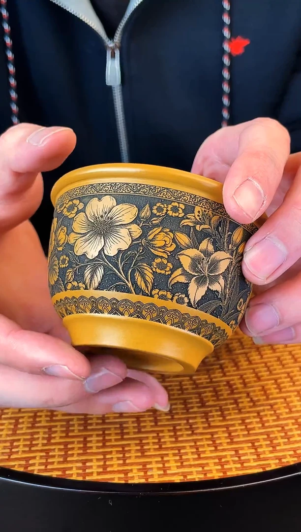 百花图  黄金朱泥  主人杯