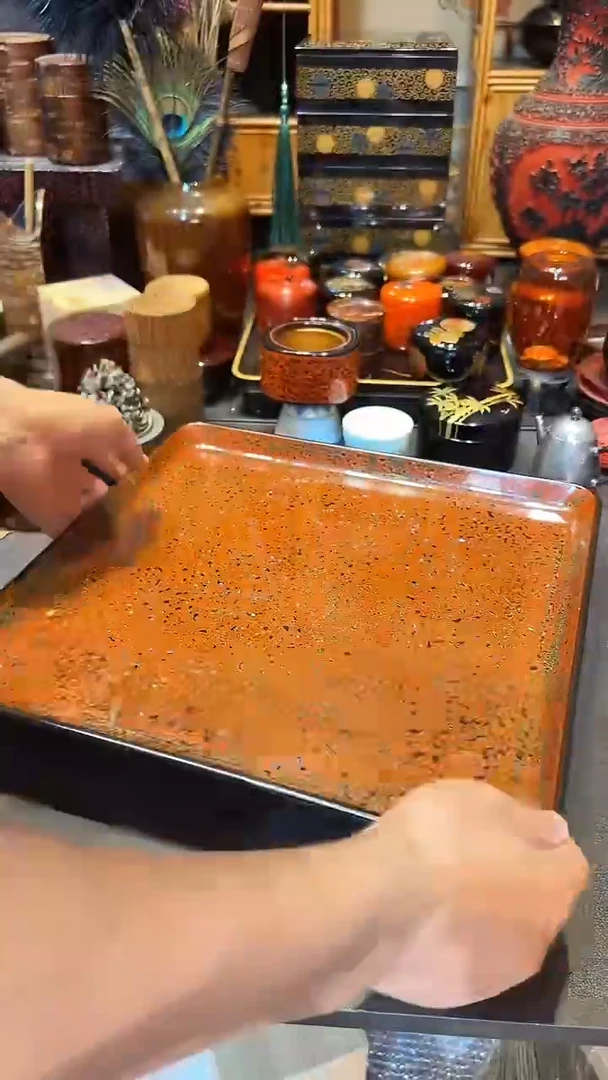 菠萝漆嵌螺钿茶台 大漆漆器大漆漆器大漆漆器