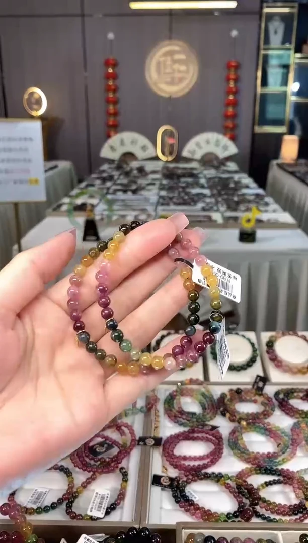 未镶嵌老矿碧玺色标彩虹单圈手串5mm+碧玺多样性发货一条hon