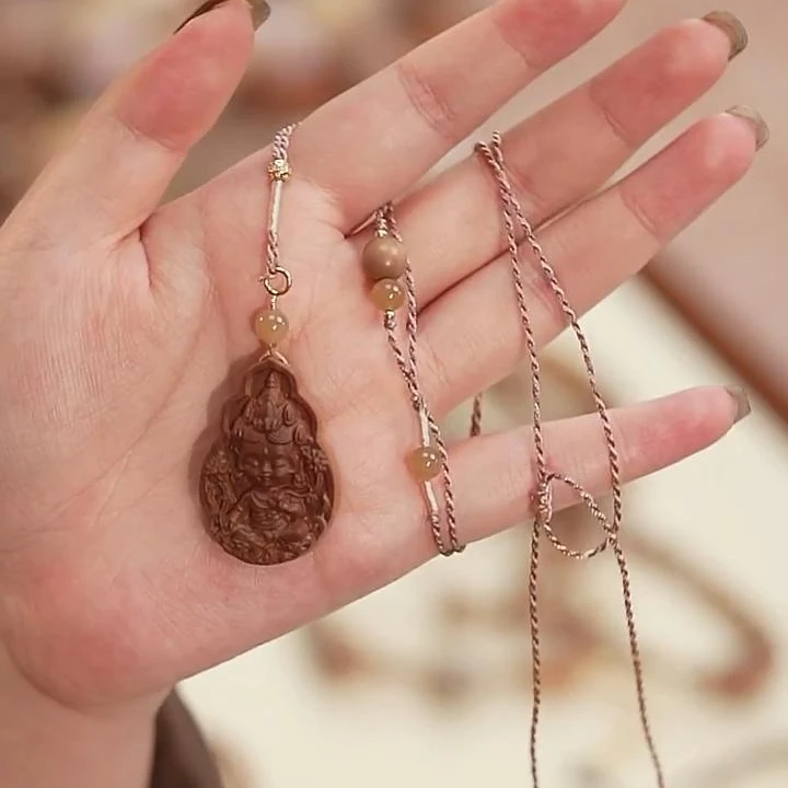 【云边】水波纹黑肉老山檀 绿度母项链（多样性发货）