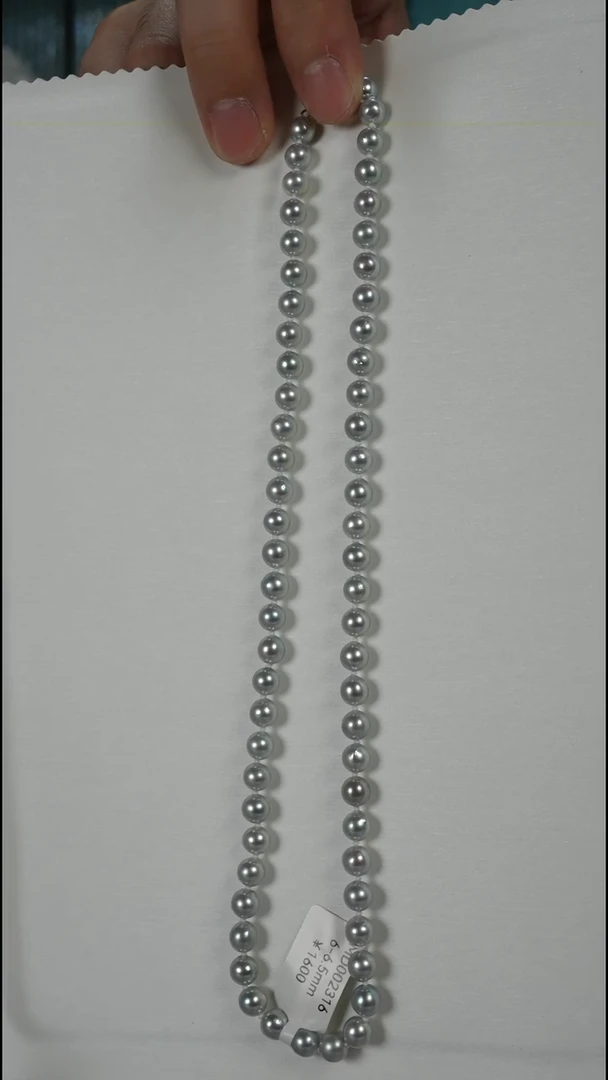 项链银S925镶嵌海水珍珠AK真多麻6-6.5mm