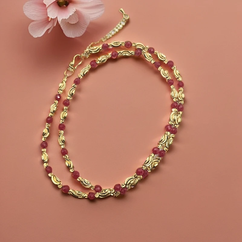 【顾佳珠宝】 【证书+礼盒】 精美合金镶嵌人工培育红宝石项链BX12986