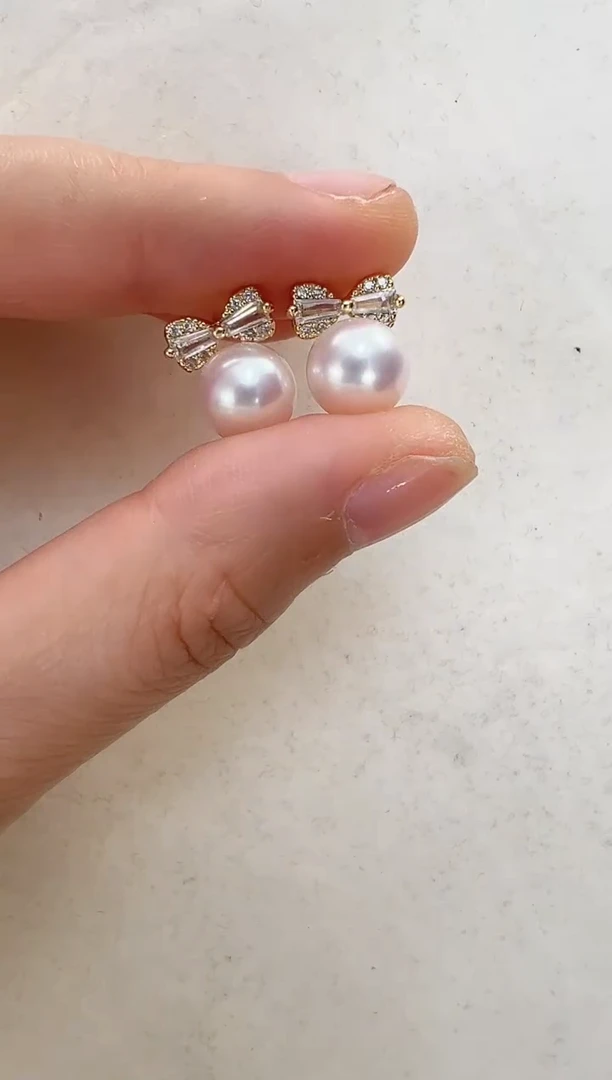 【闪购商品】淡水珍珠耳饰合金蝴蝶结