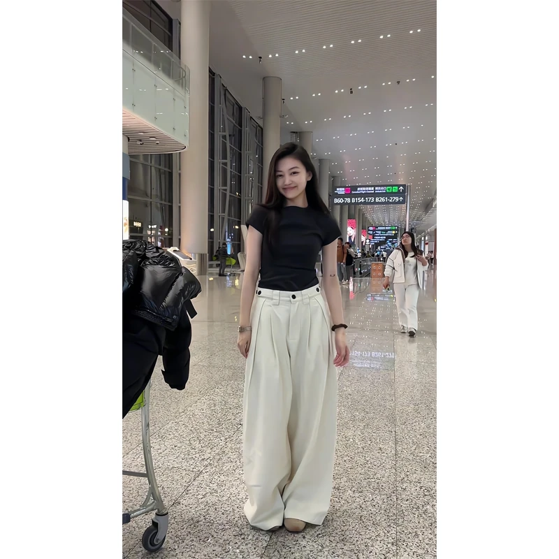 T恤女2025春季正肩短袖t恤短款别致绝美小上衣气质减龄百搭打底衫