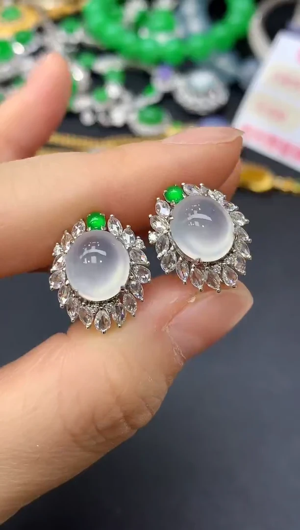 18K金镶嵌翡翠耳饰545-中国好珍宝