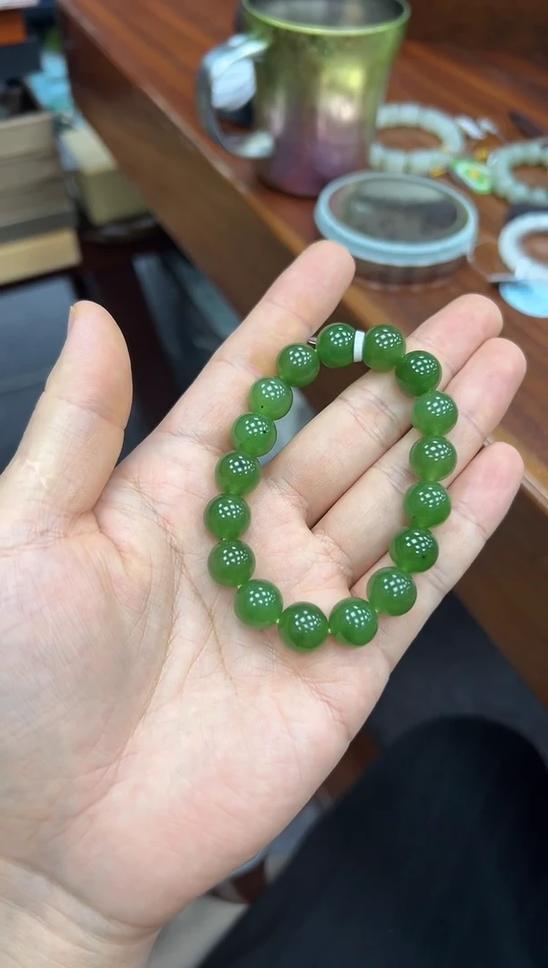 颈饰未镶嵌和田玉碧玉手串11.5mm
