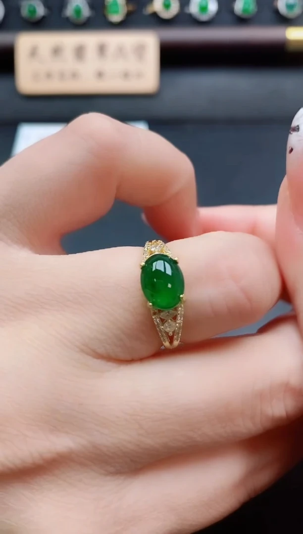 银S925镶嵌戒指翡翠1