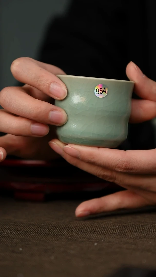 全品 竹节杯 无底款 仿古釉954