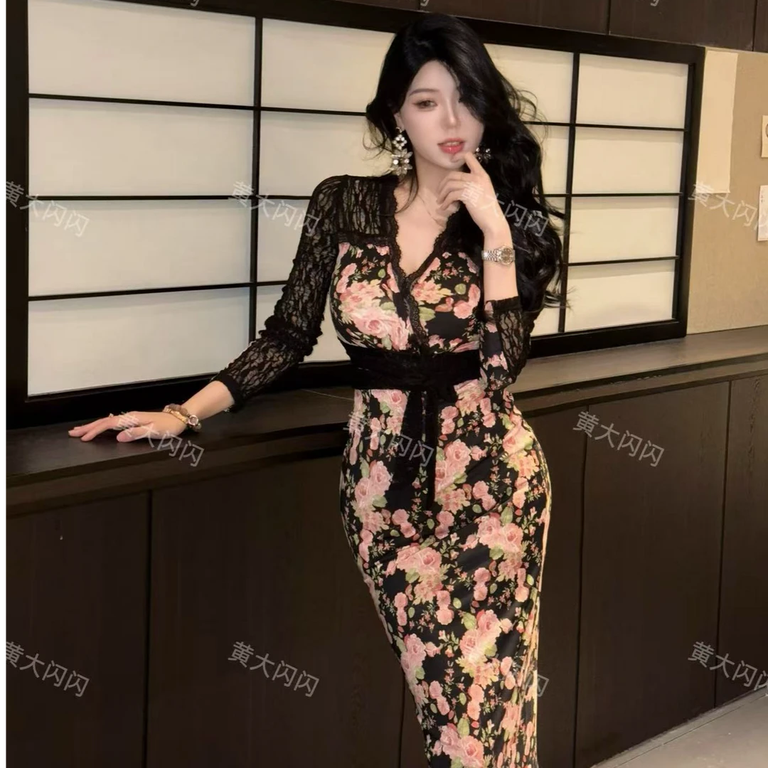 【HDSS】(性感人妻)随拍秋款纯欲性感显瘦长袖修身连衣裙ZZQ6628