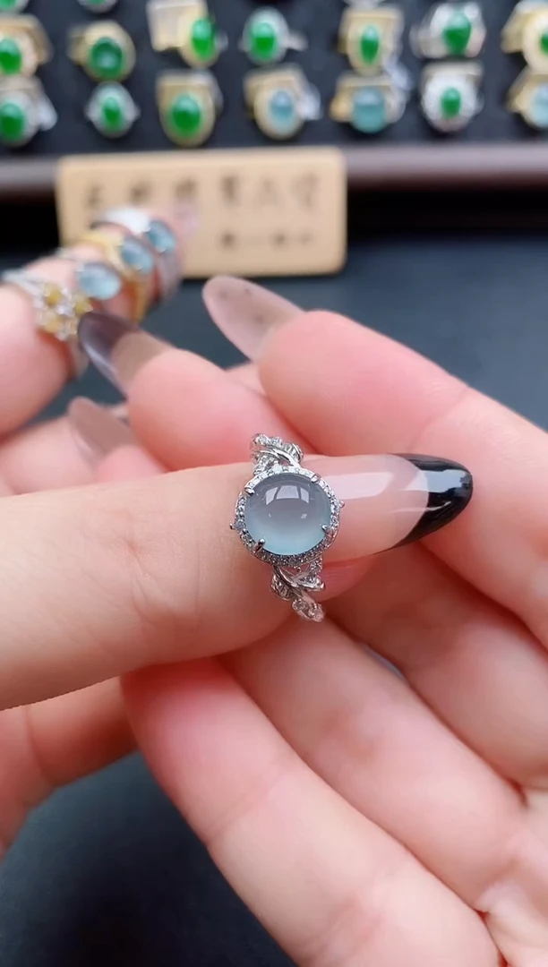 银S925镶嵌戒指翡翠1