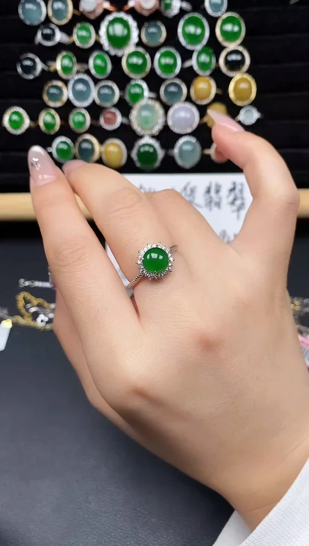 银S925镶嵌戒指翡翠25511