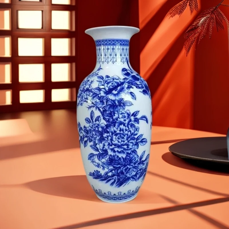 景德镇落地青花花鸟冬瓜花瓶高 46 左右