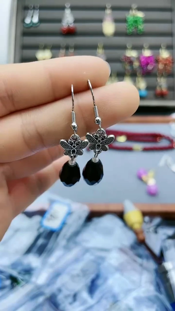 【闪购商品】黑曜岩耳饰银S925镶嵌164000