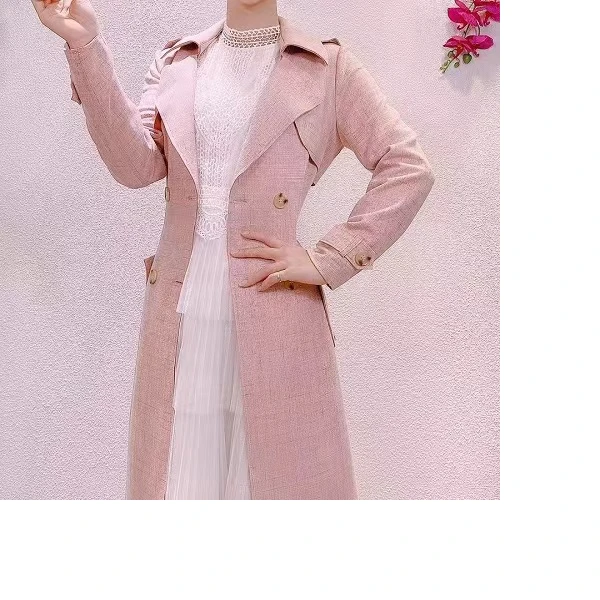 时尚长款腰带气质新款修身显瘦优雅风衣F1