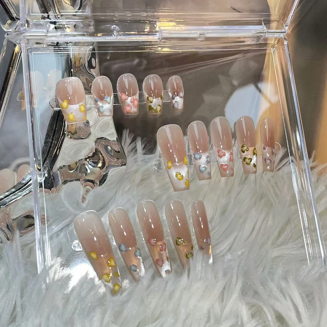 【彩色糖果】多巴胺甜心豹纹法式 纯手工穿戴甲