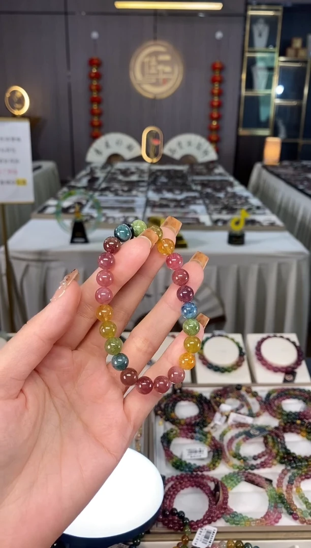 未镶嵌老矿碧玺色标单圈手串8mm+碧玺dan多样性发货一条