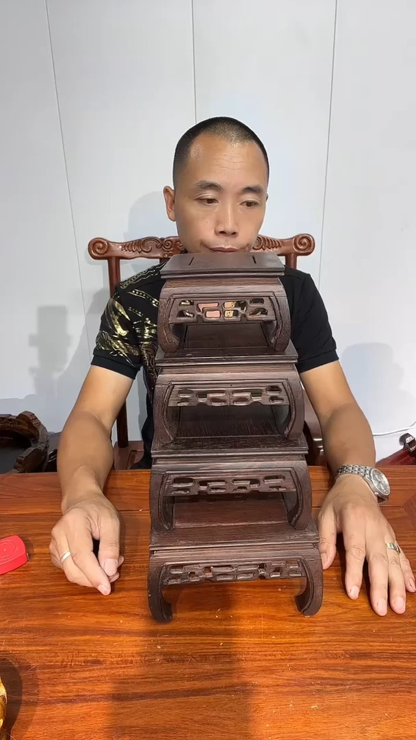 木鸡翅木正方套四