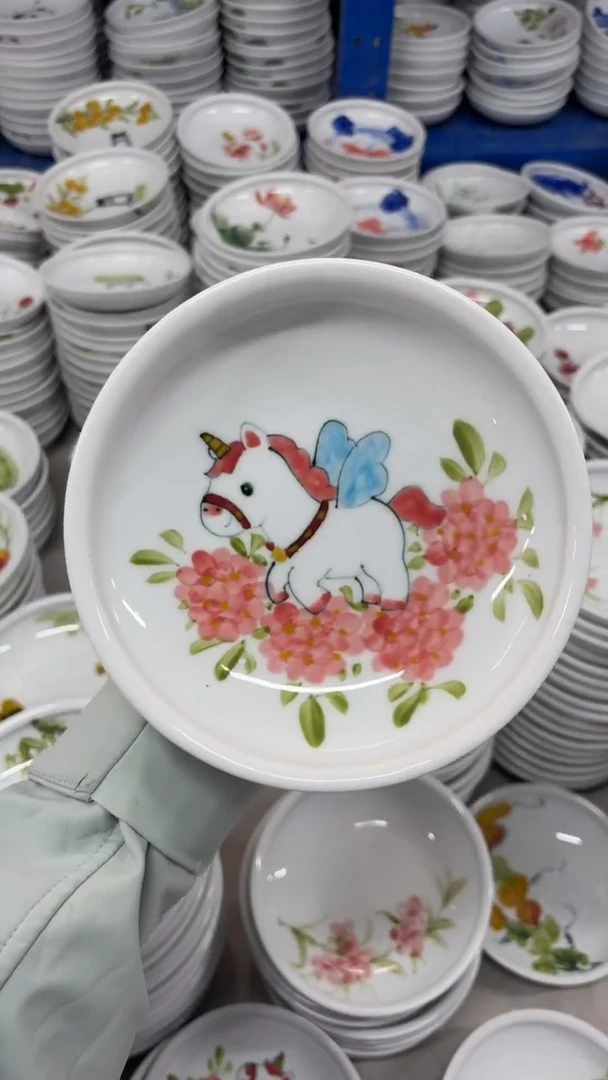 瓷片景德镇陶瓷食品级手绘釉中彩-小月亮盘