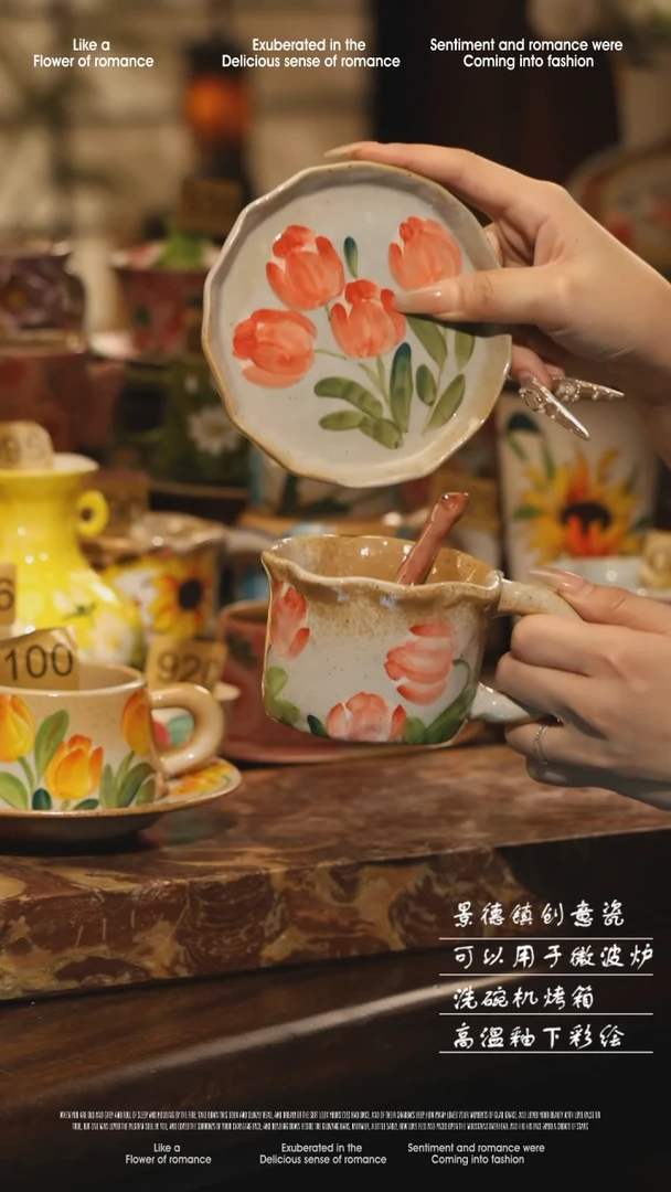 陶瓷景德镇高温手绘釉下彩设计师款式